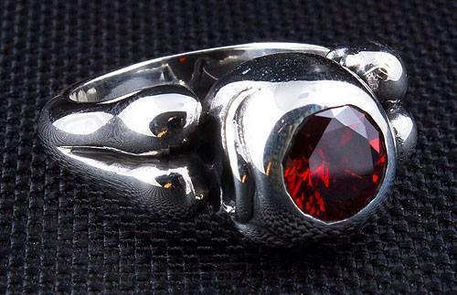 Garnet Skull Bone Gothic Ring - Main Image