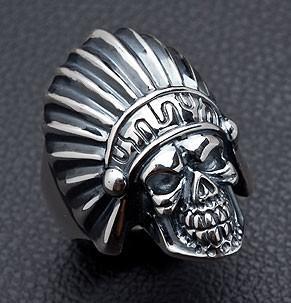 Indian Skull Biker Ring