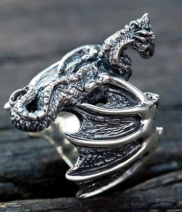 Silver Dragon Mens Rings