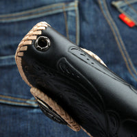 Genuine Leather White Black Indian Snap Biker Wallet