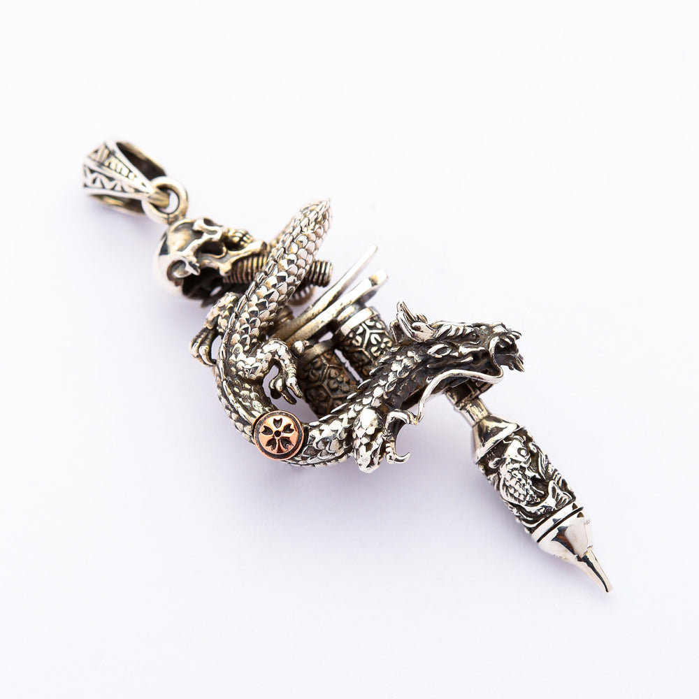 Dragon Tattoo Machine Gun Pendant