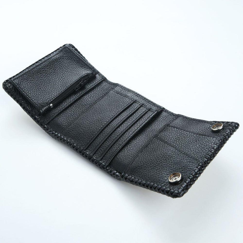 Dark Grey Snake Leather Biker Wallet
