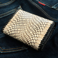 Dark Grey Snake Leather Biker Wallet