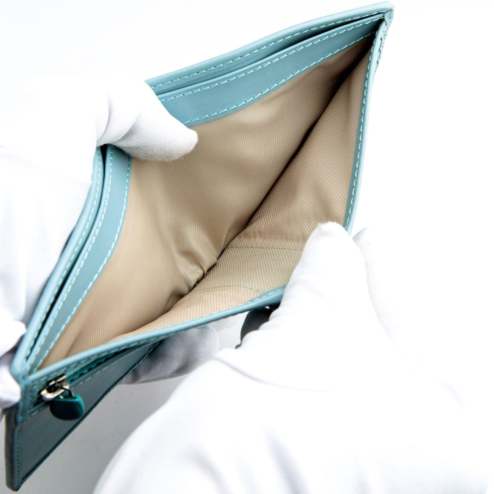 Blue Turquoise Polished Stingray Skin Leather Wallet