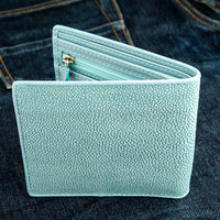 Blue Turquoise Polished Stingray Skin Leather Wallet