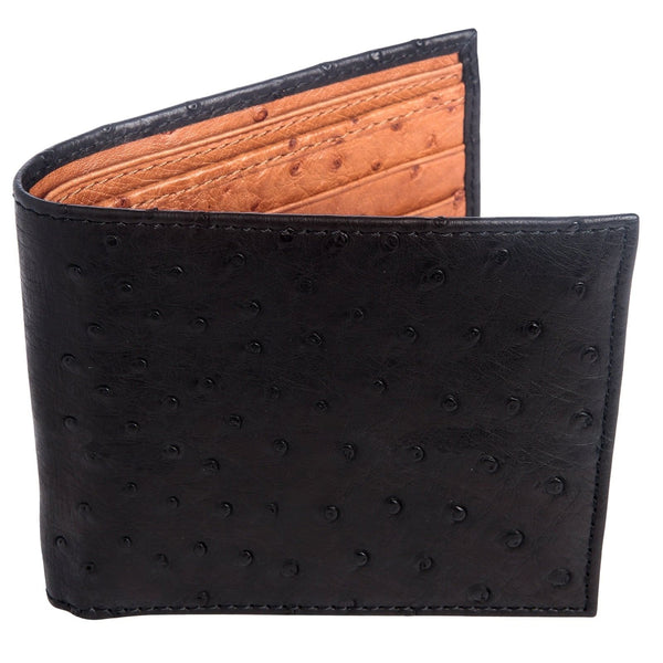 Black Genuine Ostrich Skin Leather Wallets