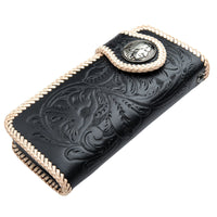 Genuine Leather White Black Indian Snap Biker Wallet