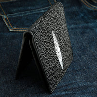 Black Long White Pearl Stingray Leather Men's Wallet