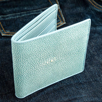 Blue Turquoise Polished Stingray Skin Leather Wallet