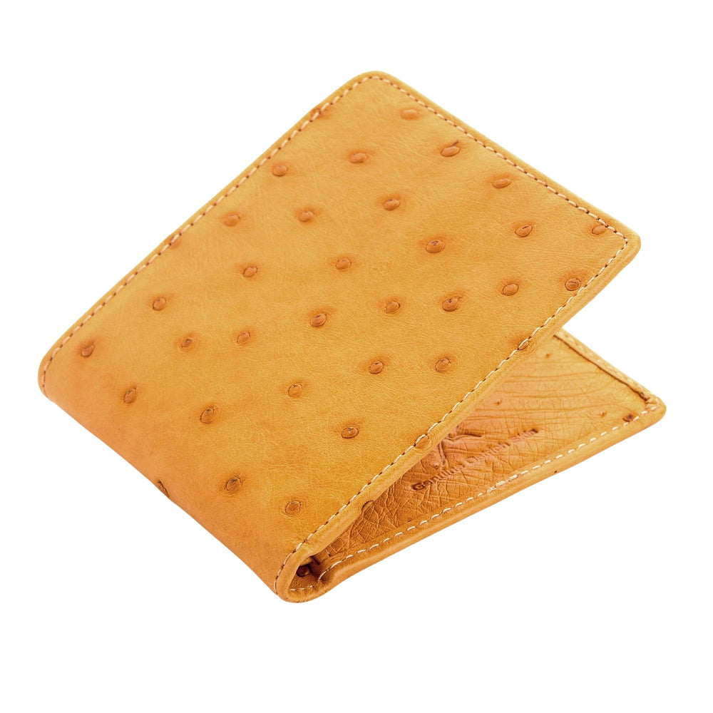 Geldbörsen aus echtem Straußenleder in Butterbraun