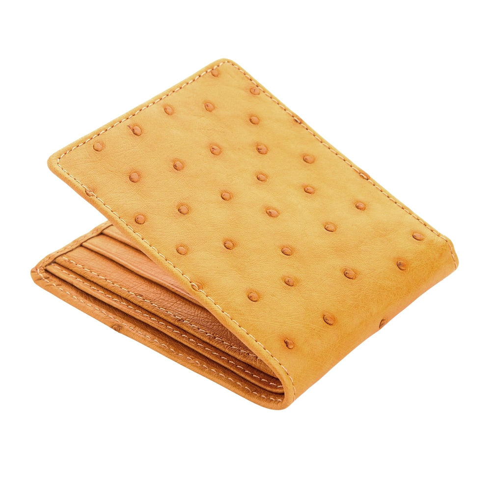 Geldbörsen aus echtem Straußenleder in Butterbraun