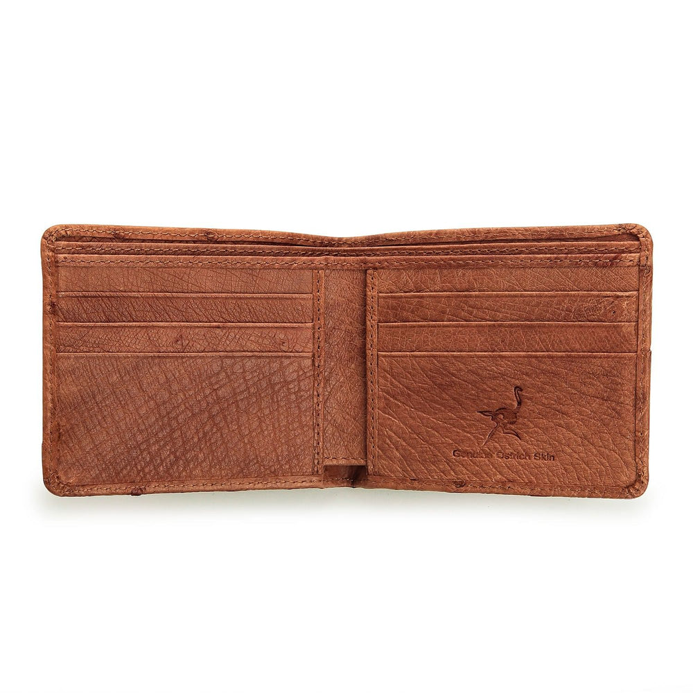 Lining Cognac Brown Ostrich Skin Leather Wallet