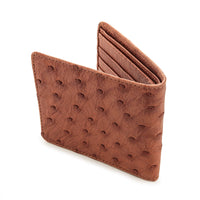 Lining Cognac Brown Ostrich Skin Leather Wallet