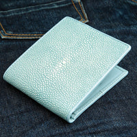 Blue Turquoise Polished Stingray Skin Leather Wallet