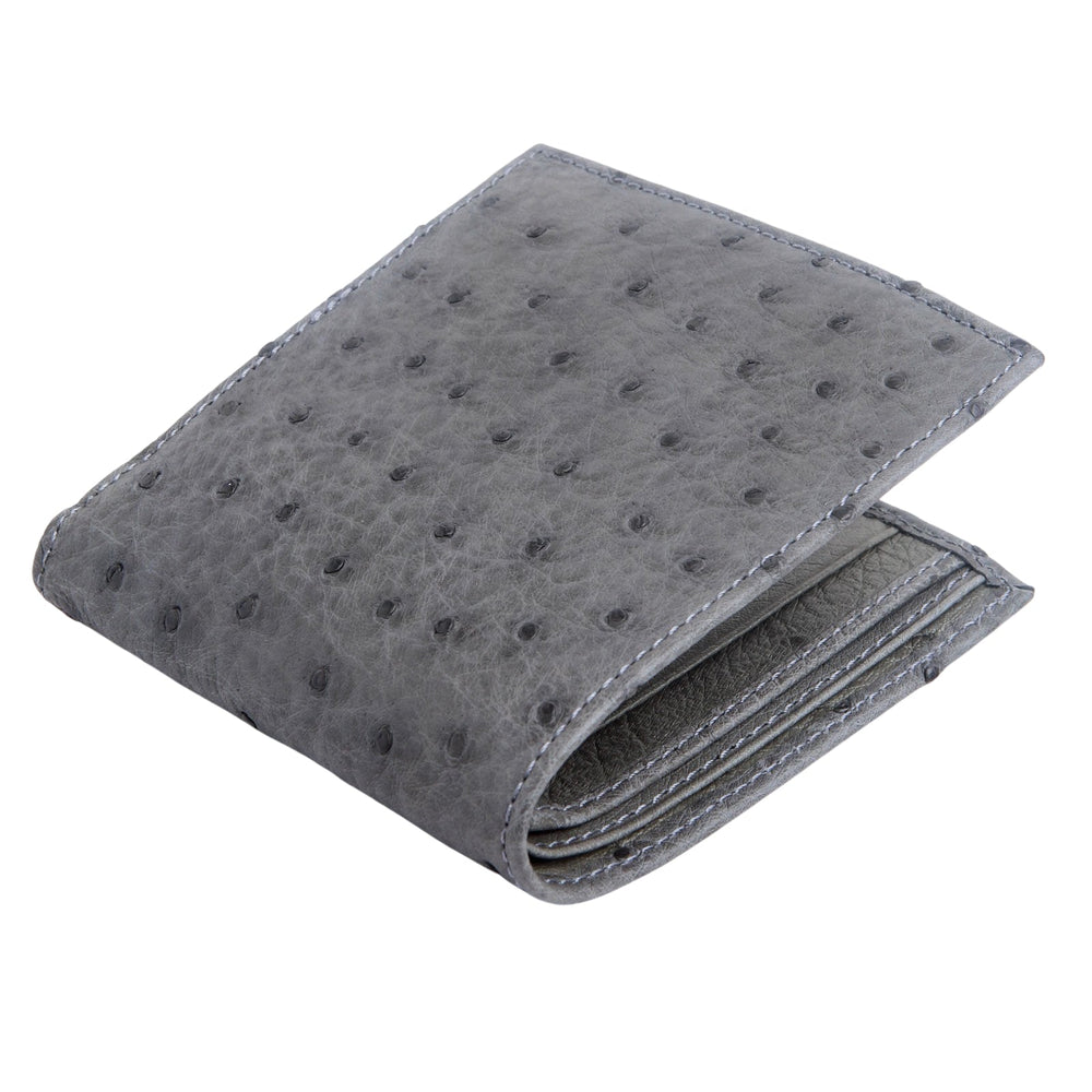 Grey Genuine Ostrich Skin Leather Wallets