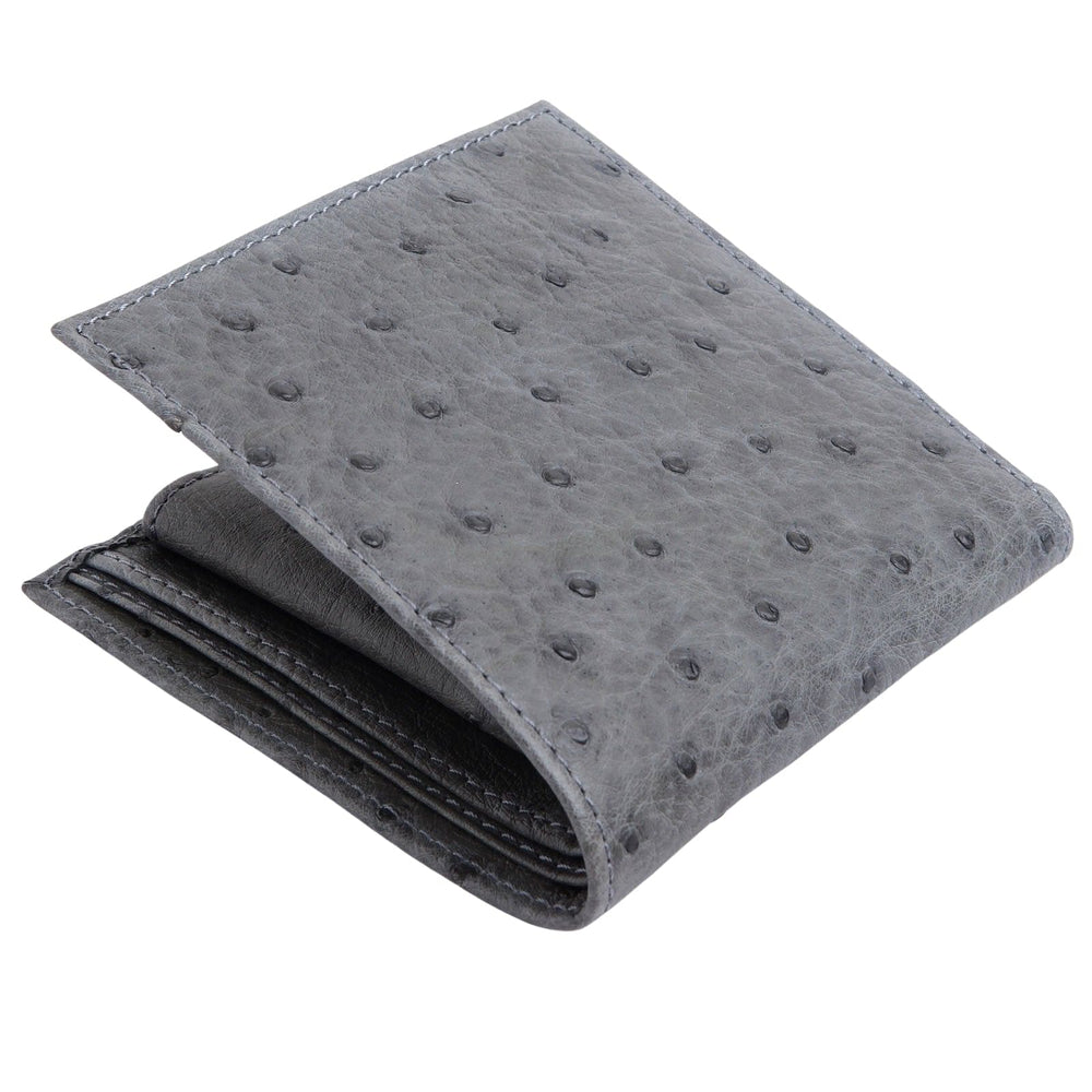 Grey Genuine Ostrich Skin Leather Wallets