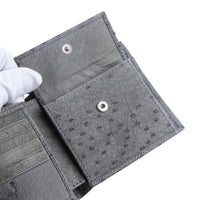 Grey Genuine Ostrich Skin Leather Wallets