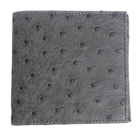 Grey Genuine Ostrich Skin Leather Wallets