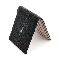 White Pearl Black Polished Stingray Leather Wallet