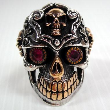 Ruby Silver Designer Skull Rings - Main Image